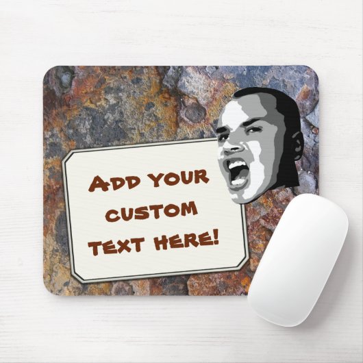 Aangepaste tekst op Grungy Rock Structure Muismat (Met muis)