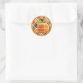 Aangepaste tekst op herfst geruit patroon 20XX Ronde Sticker (Tas)
