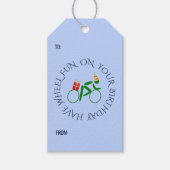 Aangepaste tekst op jaarbasis blauw cadeaulabel (Voorkant)