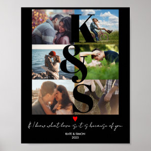 Aangepaste tekst op maat voor foto's Collage LOVE  Poster