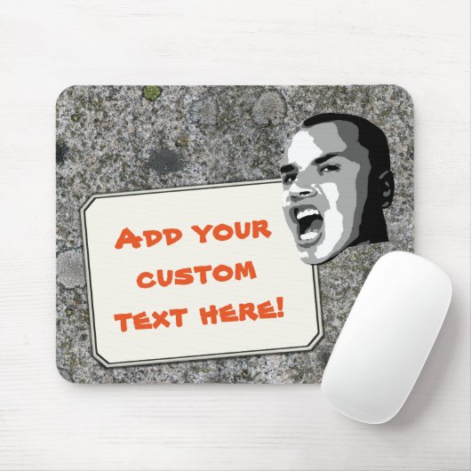 Aangepaste tekst op mossy Grey Granite Muismat (Met muis)