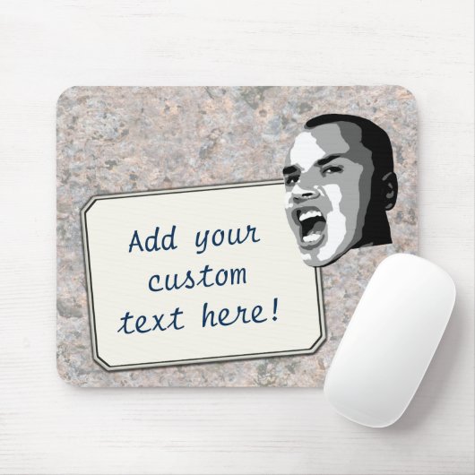 Aangepaste tekst op Neutrale Rock Textuur Muismat (Met muis)