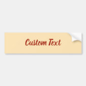 Aangepaste tekst op perzik met Scarlet Red Script Bumpersticker (Voorkant)
