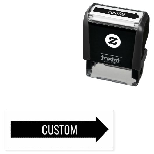 Aangepaste tekst op pijl  zelfinktende stempel (In situ)