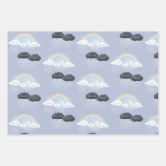 Aangepaste tekst op wolken en regenbogen "Regen of Inpakpapier Vel (Voorkant)