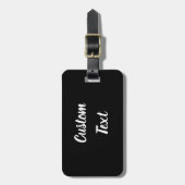 Aangepaste tekst op zwart met wit script bagagelabel (Voorkant verticaal)