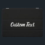Aangepaste tekst op zwart met wit script iPad pro cover<br><div class="desc">Er is witte vertoningstekst op deze zwarte tabletomslag. De tekst is een script. U kunt de tekst uitgeven om een gepersonaliseerd bericht te shows.</div>