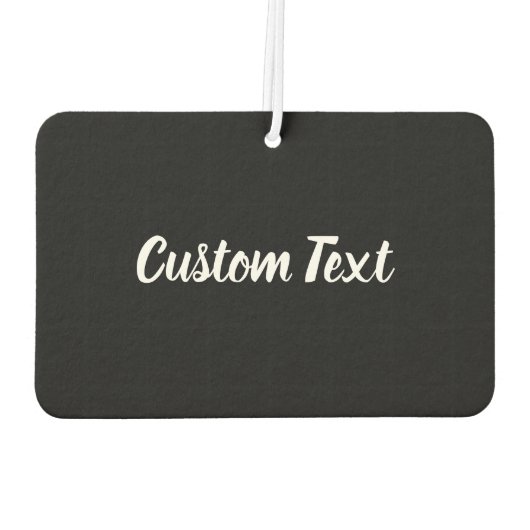 Aangepaste tekst op zwart met wit script luchtverfrisser (Achterkant)