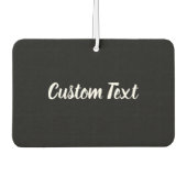 Aangepaste tekst op zwart met wit script luchtverfrisser (Voorkant)