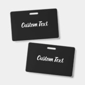 Aangepaste tekst op zwart met witte script sjabloo badge (Voor- en achterkant)