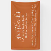 Aangepaste tekst Oranje Thanksgiving Maaltijd Kerk Spandoek (Verticaal)