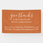 Aangepaste tekst Oranje Thanksgiving Maaltijd Kerk Spandoek (Horizontaal)