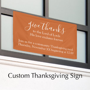 Aangepaste tekst Oranje Thanksgiving Maaltijd Kerk Spandoek