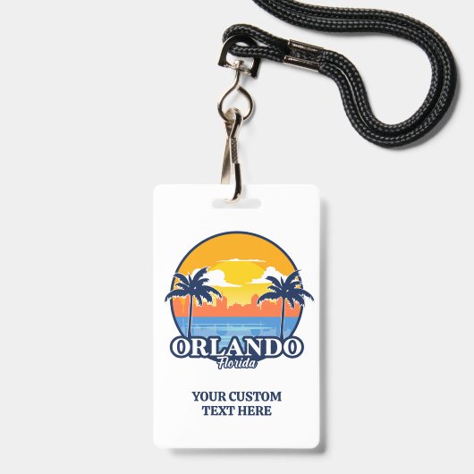 Aangepaste tekst Orlando Florida Badge (Voorzijde met lanyard)