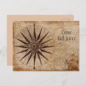 Aangepaste tekst Oude bruine kaart Nautical Compas (Voorkant / Achterkant)
