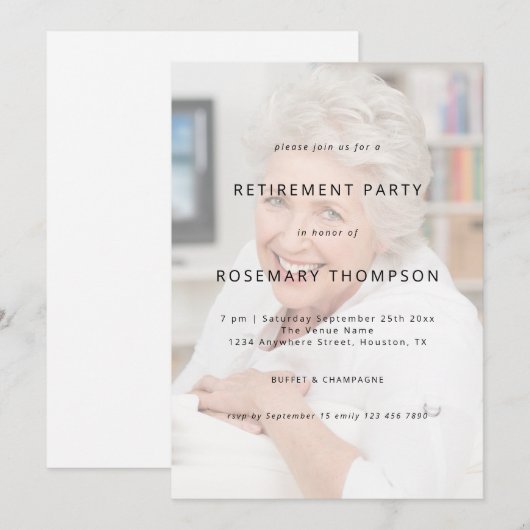 Aangepaste tekst overschreven op Foto Retirement P Kaart (Voorkant / Achterkant)