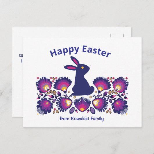 Aangepaste tekst Paars paasfolklore-Briefkaart Briefkaart (Voorkant / Achterkant)