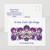 Aangepaste tekst Paars paasmap Briefkaart (Voorkant / Achterkant)