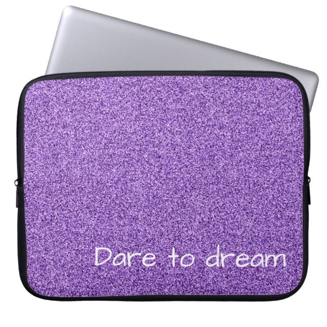 Aangepaste tekst paarse faux glitter laptop sleeve (Voorkant)