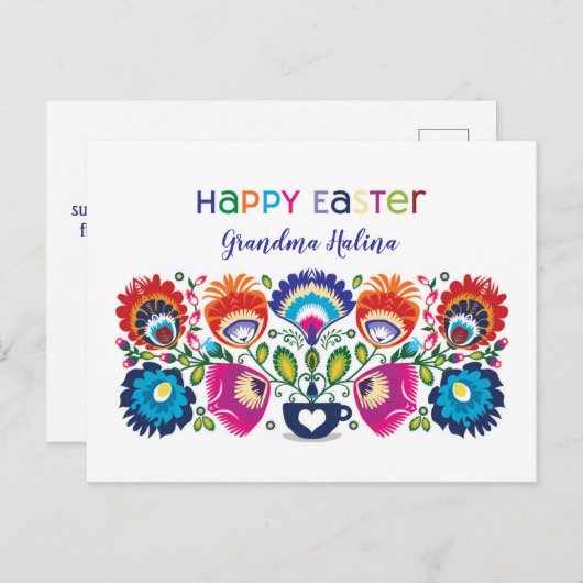 Aangepaste tekst paasmap, briefkaart (Voorkant / Achterkant)