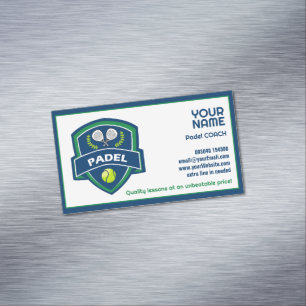 🎾Aangepaste tekst, Padel Coach Magnetisch Visitekaartje