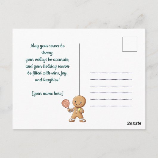 🎾🎄Aangepaste tekst, Padel Powered Christmas Briefkaart (Achterkant)