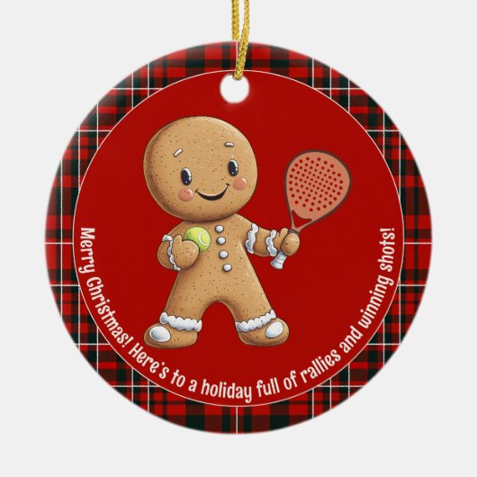 🎾🎄Aangepaste tekst, Padel Powered Christmas Keramisch Ornament (Voorkant)