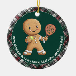🎾🎄Aangepaste tekst, Padel Powered Christmas Keramisch Ornament