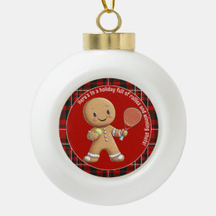🎾🎄Aangepaste tekst, Padel Powered Christmas Keramische Bal Ornament