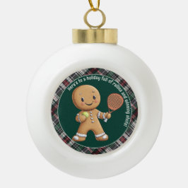 🎾🎄Aangepaste tekst, Padel Powered Christmas Keramische Bal Ornament