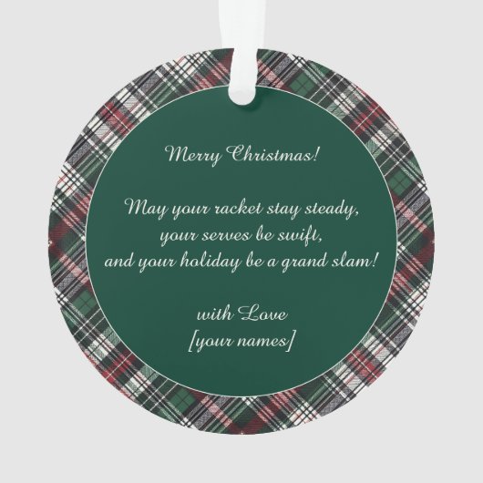 🎾🎄Aangepaste tekst, Padel Powered Christmas Ornament (achterkant)