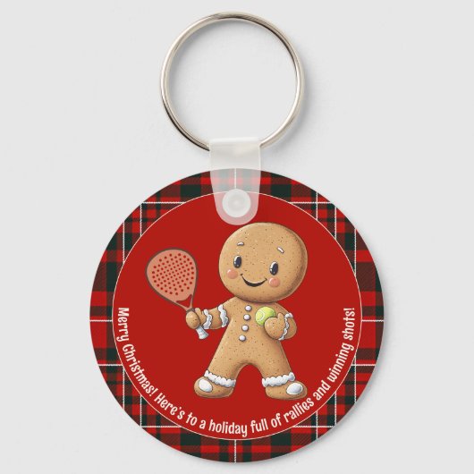 🎾🎄Aangepaste tekst, Padel Powered Christmas Sleutelhanger (Voorkant)
