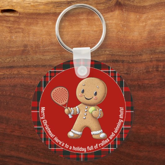 🎾🎄Aangepaste tekst, Padel Powered Christmas Sleutelhanger (Voorkant)