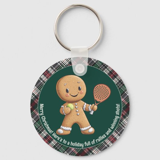 🎾🎄Aangepaste tekst, Padel Powered Christmas Sleutelhanger (Voorkant)