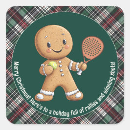 🎾🎄Aangepaste tekst, Padel Powered Christmas Vierkante Sticker