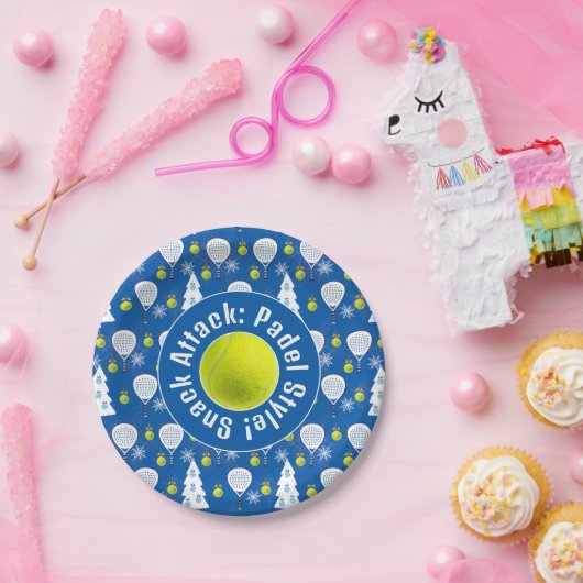 🎾🎄Aangepaste tekst Padel Smashing Kerstmis Papieren Bordje (Feest)