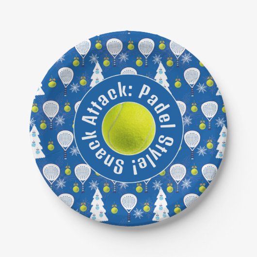 🎾🎄Aangepaste tekst Padel Smashing Kerstmis Papieren Bordje (Voorkant)