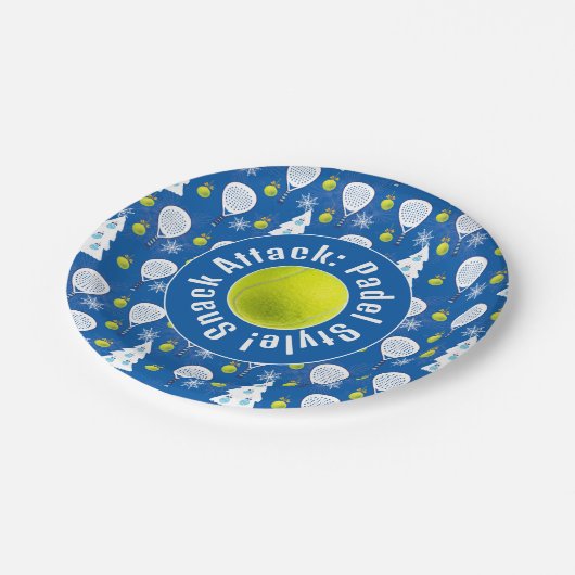 🎾🎄Aangepaste tekst Padel Smashing Kerstmis Papieren Bordje (Gekanteld)