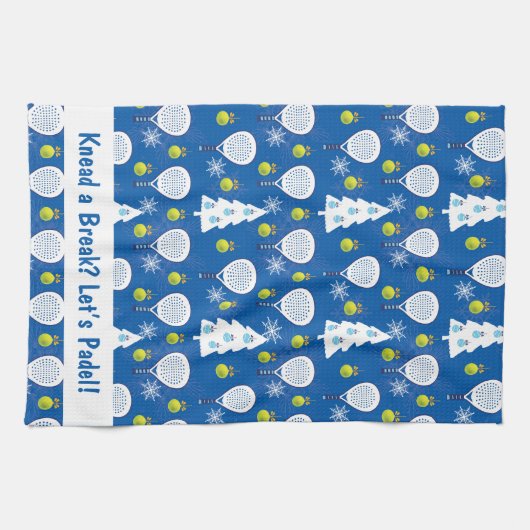 🎾🎄Aangepaste tekst Padel Smashing Kerstmis Theedoek (Horizontaal)