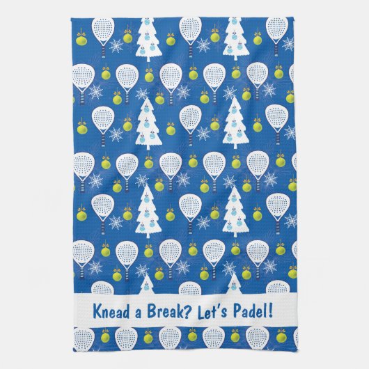 🎾🎄Aangepaste tekst Padel Smashing Kerstmis Theedoek (Verticaal)