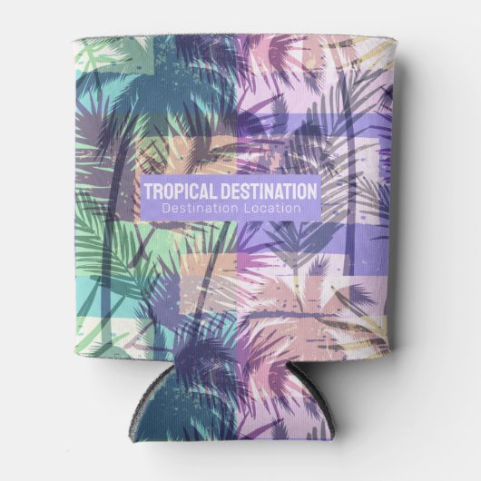Aangepaste tekst palm Trees Patroon Blikjeskoeler (Voorkant)