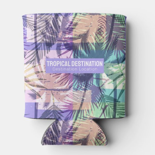 Aangepaste tekst palm Trees Patroon Blikjeskoeler (Achterkant)