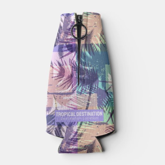 Aangepaste tekst palm Trees Patroon Flesjeskoeler (Achterkant)