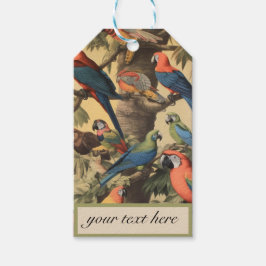 Aangepaste tekst Papegaai Luifel Vintage Botanisch Cadeaulabel