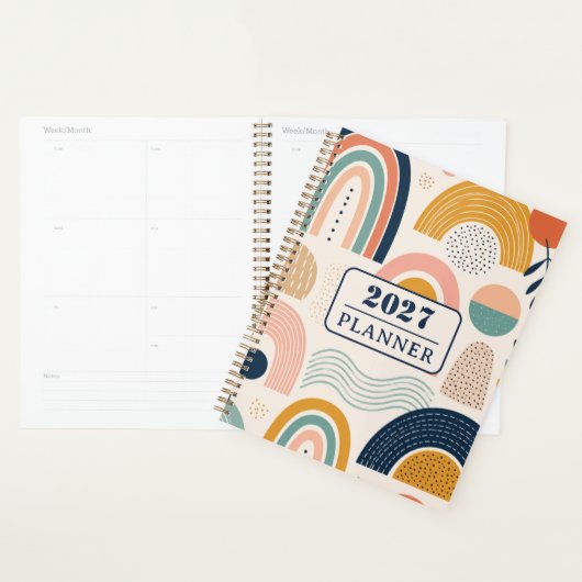 Aangepaste tekst Pastel Prism Boog Abstract Patroo Planner (Display)