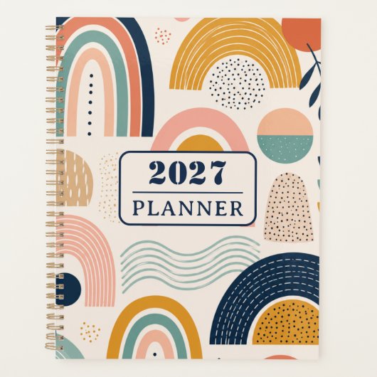 Aangepaste tekst Pastel Prism Boog Abstract Patroo Planner (Voorkant)