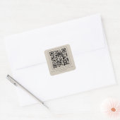 Aangepaste tekst Pastelromige vanille QR-code Prod Vierkante Sticker (Envelop)