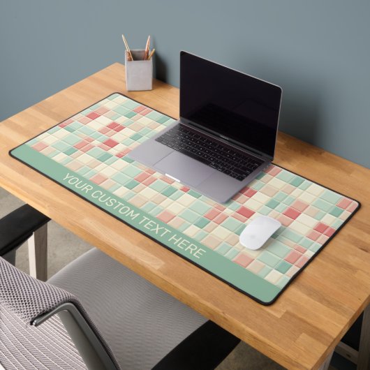 Aangepaste tekst Pastels patroon Faux keramische T Bureaumat (Kantoor 2)