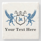 Aangepaste tekst Pegasus Blazon Stenen Onderzetter (Voorkant)