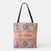 Aangepaste tekst Persoonlijke bloemige vintage Boh Tote Bag (Achterkant)